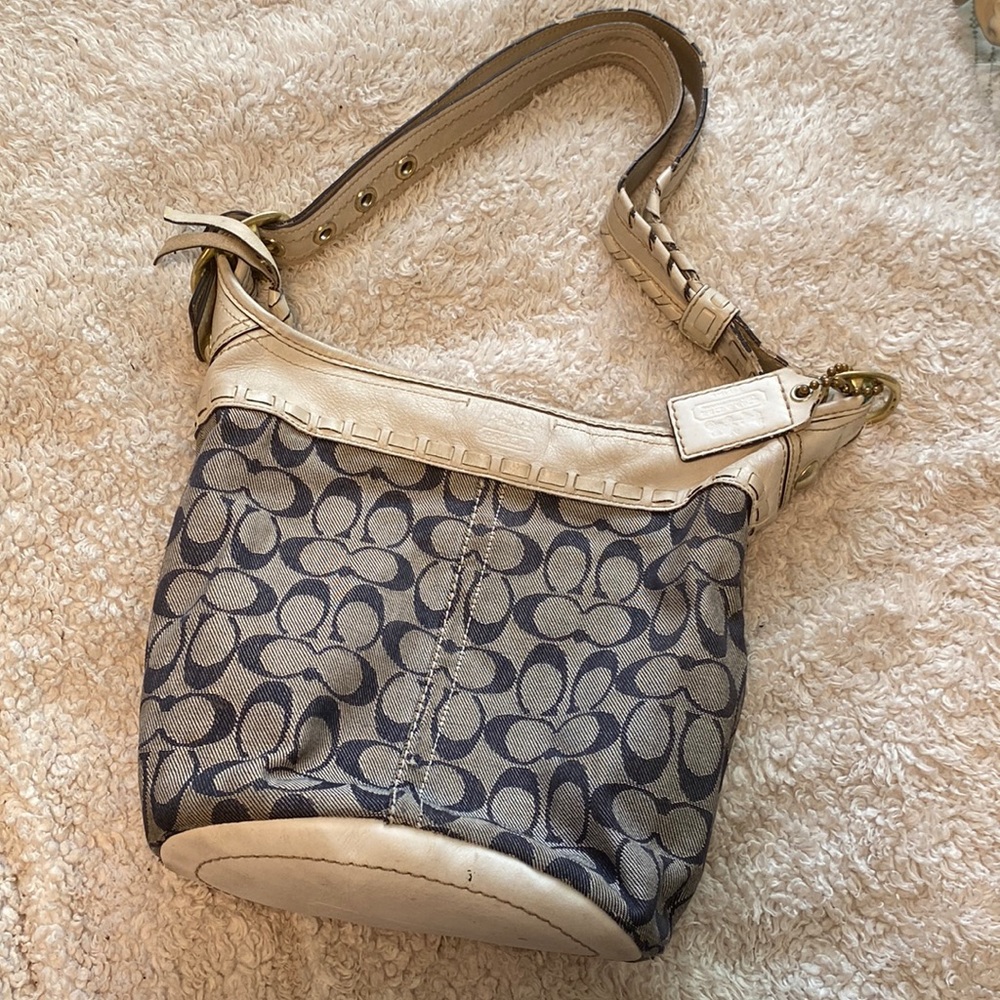 Coach Bleeker Denim Leather Trim Bucket Bag